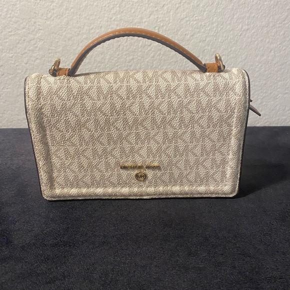 Michael Kors Tan Mini Bag with Monogram Pattern and Gold Hardware - Picture 1 of 6